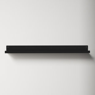 24X8 Black Metal Thin Minimalist Frame Wall Shelves Set Of 2