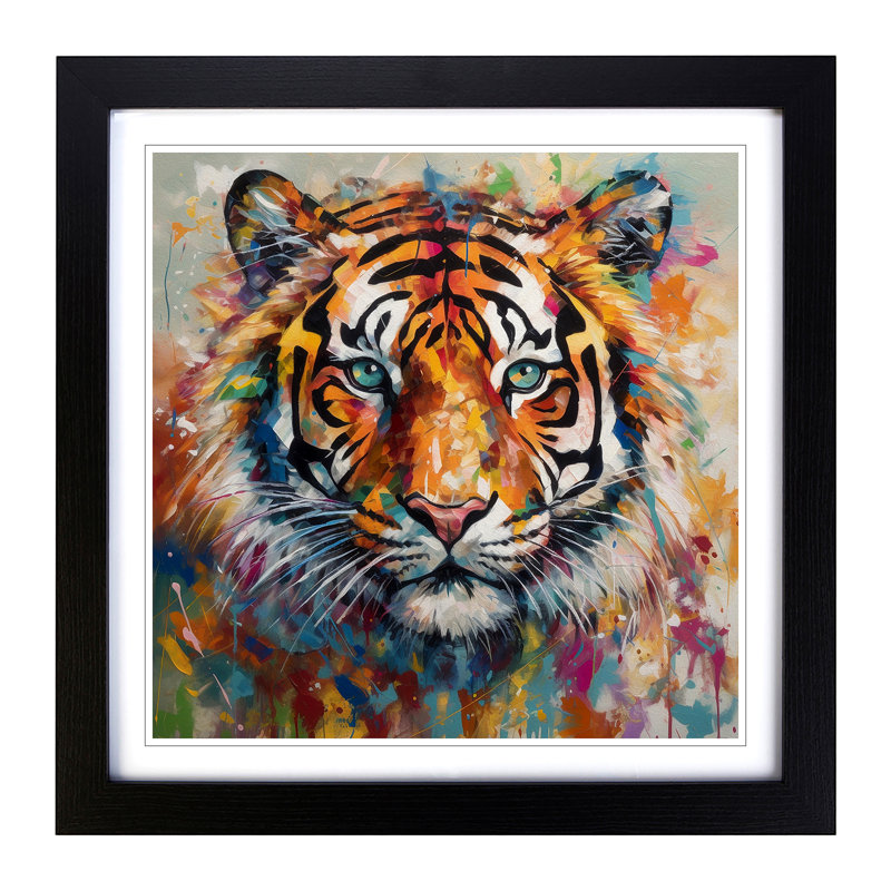 Tiger Abstract Expressionism - Framed Print, Black