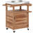 Solid Wood Outdoor Kitchen Island,Outdoor Grill Cart with Stainless Steel Top,Wheels,Drawer,Side Handle