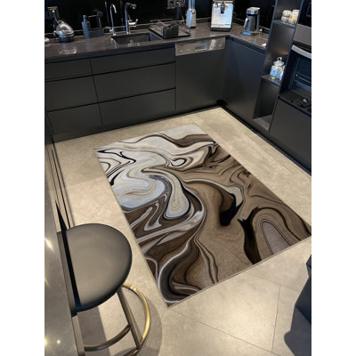 Tapis décoratif multicolore à motif abstrait multicolore Mira
