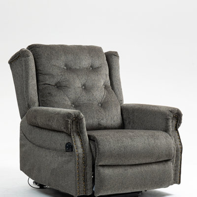Fauteuil inclinable électrique pour adultes, fauteuils inclinables confortables avec accoudoirs, poches latérales et dossier à oreilles capitonné réglable, fauteuil inclinable moderne Mid-Century pour personnes âgées