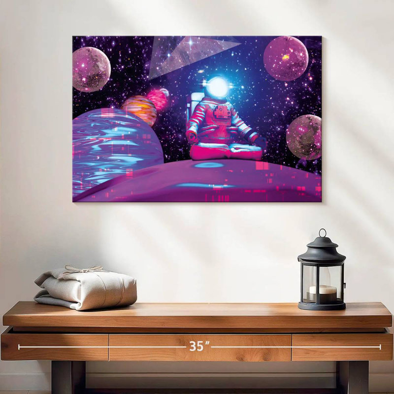 Astronaute mauve Oberle, H 16 po x l 24 po
