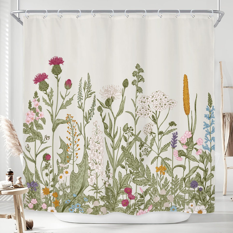 Rideau de douche Wildflower Botanical pour salle de bain 72Wx72h