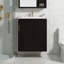 Meuble-lavabo mural noir avec lavabo et rangement latéral - Porte à fermeture douce, design moderne-1014154390