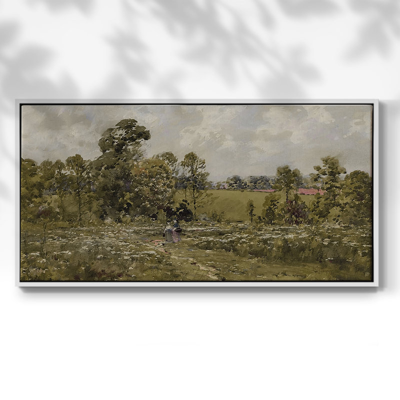 Série paysage - MCXVII - Toile tendue avec châssis encadré - Prêt à être accroché, H 21 po x l 41 po, Blanc