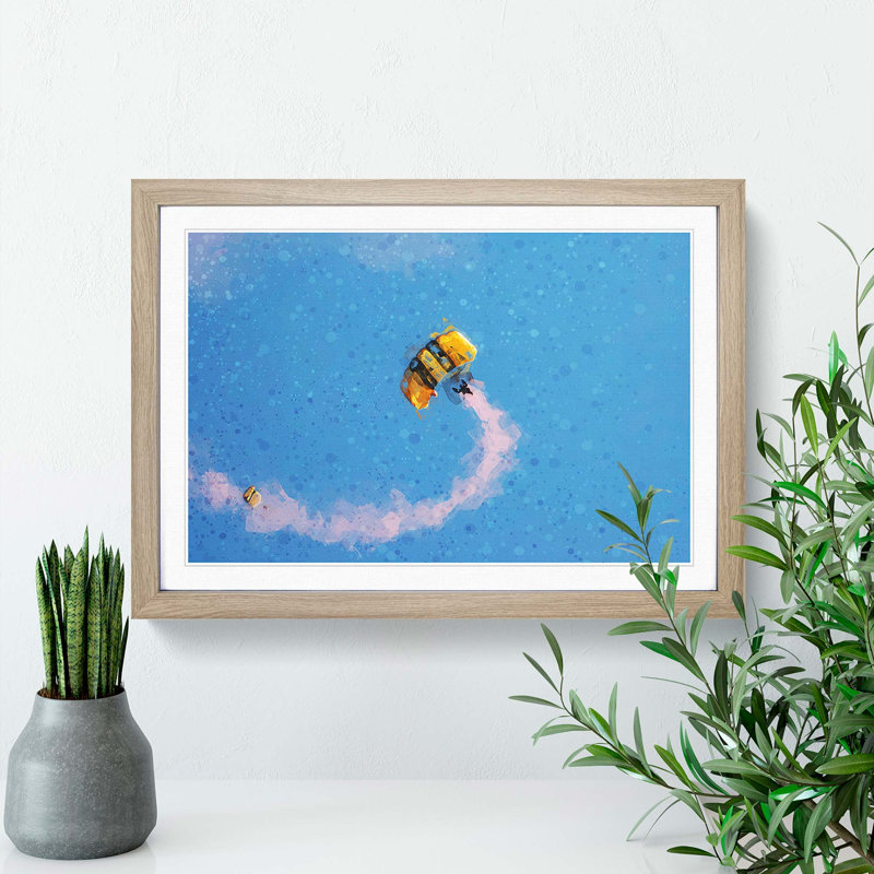 Skydiving in Abstract - Picture Frame Graphic Art Print, Oak Framed, 36cm H x 48cm W x 2cm D