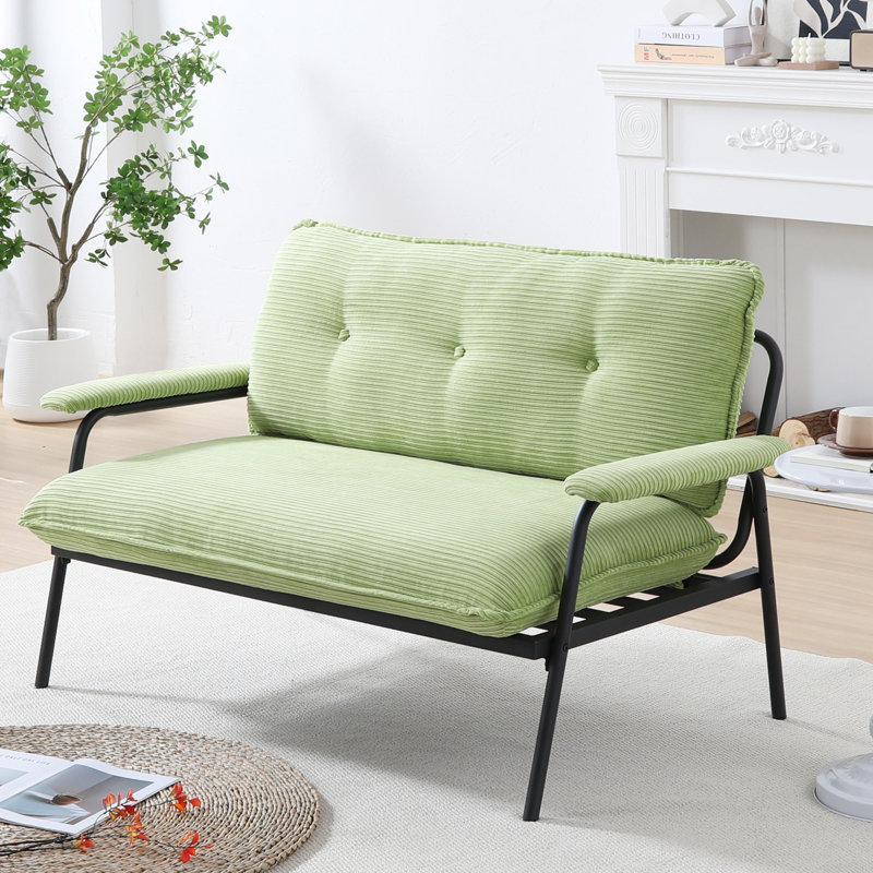 Compact 2-Seater Sofa with Tufted Back and Metal Frame for Small Spaces, Green