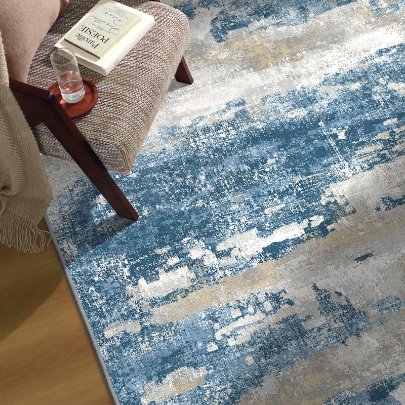Tapis bleu Pavelina, Runner 2' x 7', Blue/Light Grey