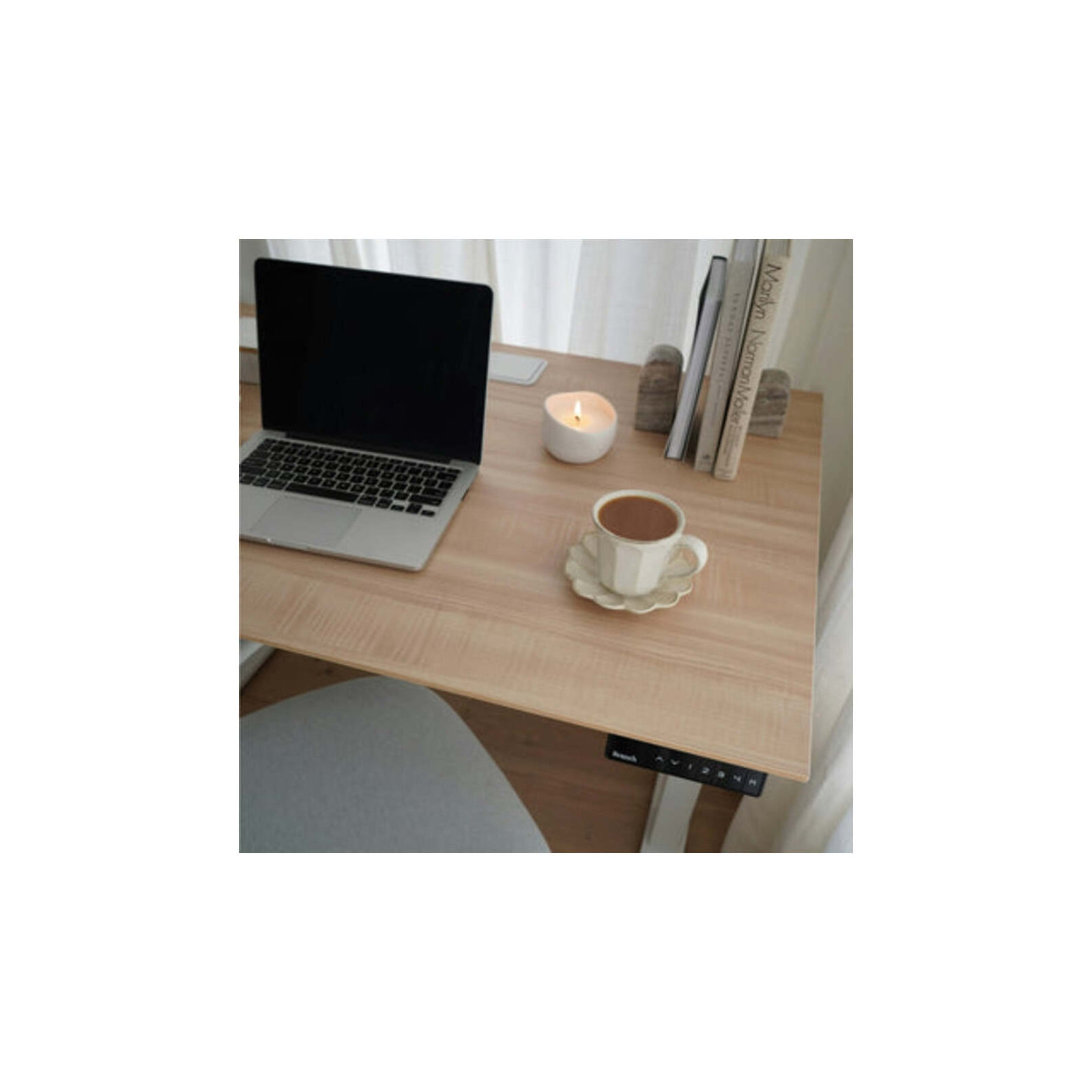 Standing Desk, 52" H x 60" W x 30" D, Walnut, White