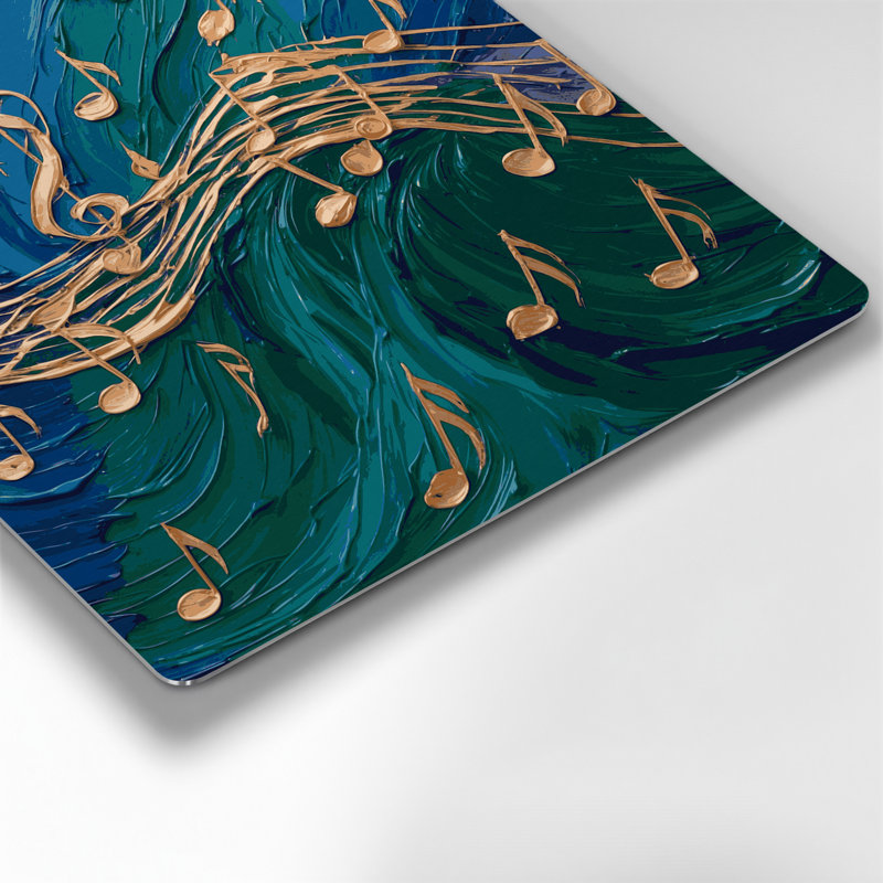 Musique, mélodie et motifs rythmiques, art mural en métal bleu, H 32 po x l 32 po