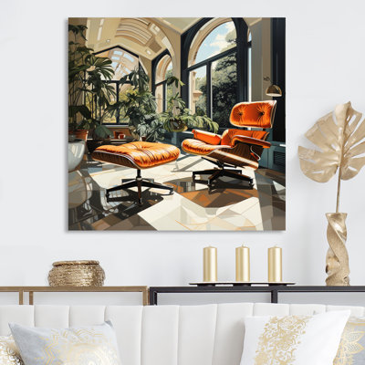 Coral Green Mid Century Iconic Chairs - Mid-century Print on Metal