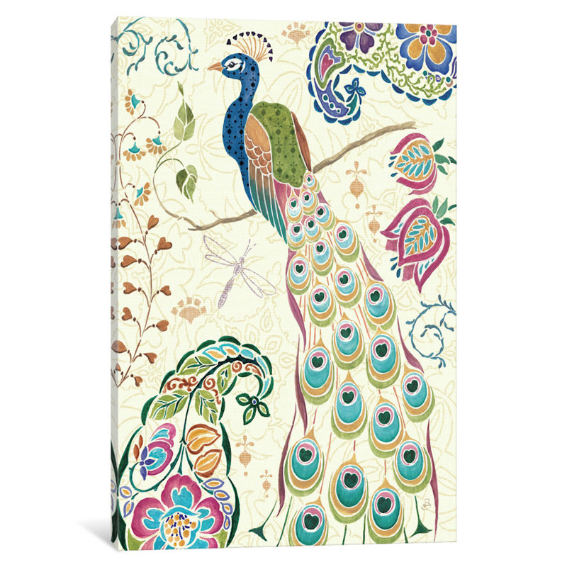 « peacock fantastique iii » par daphné brissonnet,, impression sur toile tendue, H 18 po x l 12 po x P 1,5 po