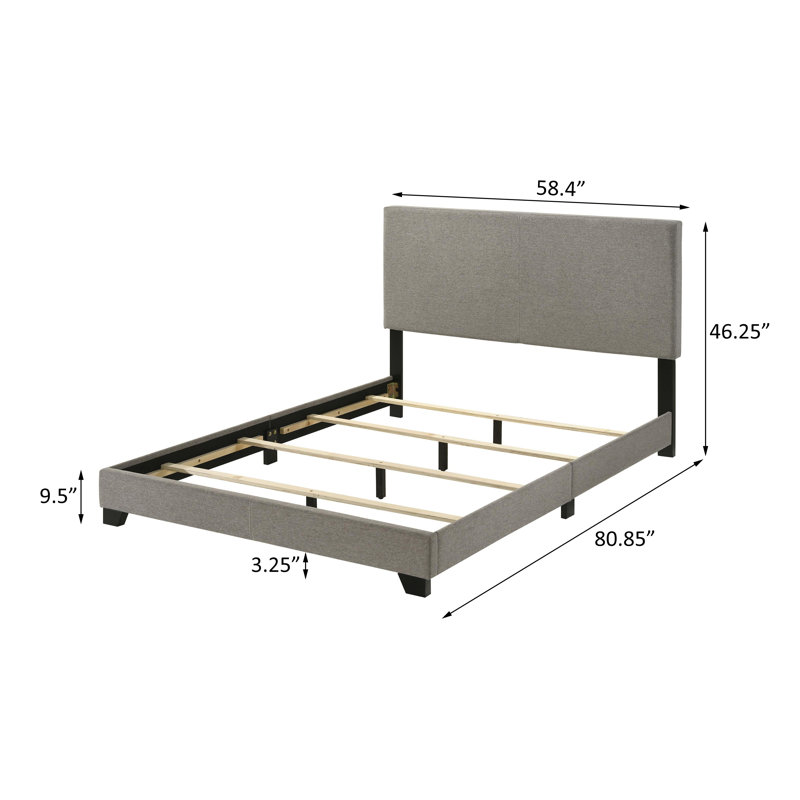 Fabric Upholstered Panel Bed, Taupe, Full