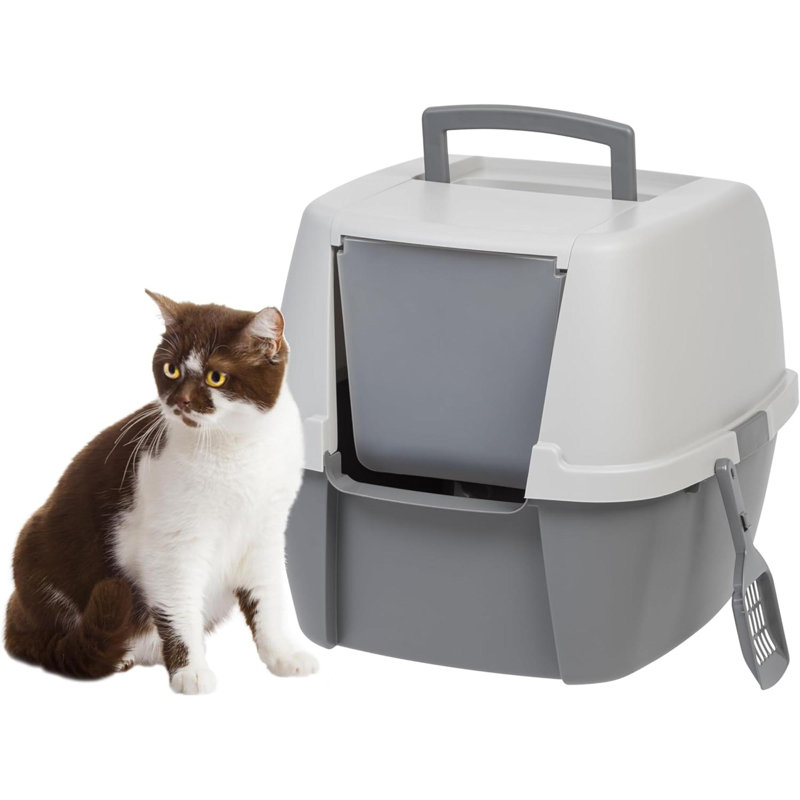 Litière pour chat USA avec rabat de porte avant et bac à chat avec poignée et boucles