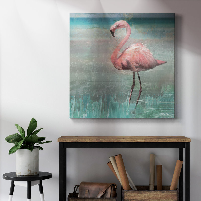 Flamingo Party II - Toile tendue avec châssis de qualité supérieure - prête à être accrochée