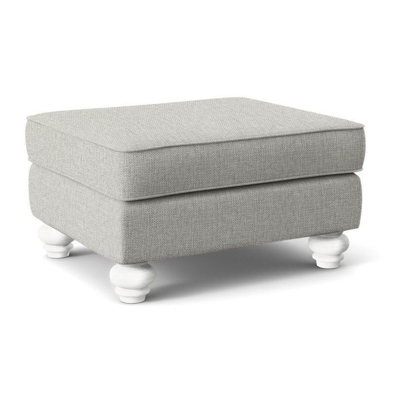 Lowell Upholstered Ottoman, Frost White Finish, Blue Buffalo Check; 0120-61