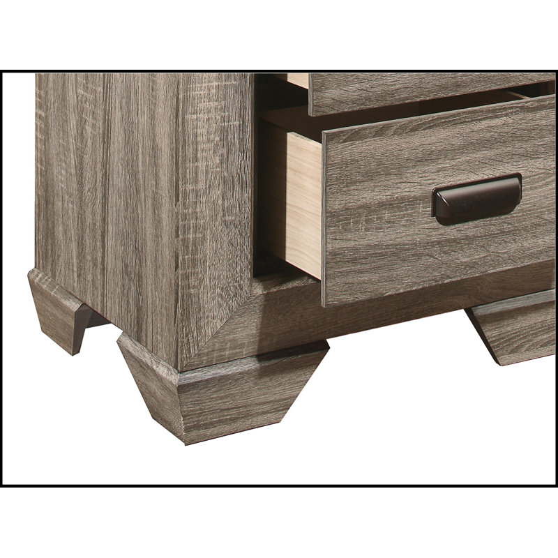 Finition naturelle 1pc table de chevet avec 2 tiroirs à queue d'aronde