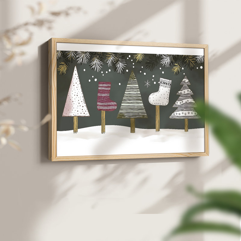 «Chirstmas Art» -XIVI - reproduction encadrée - réarmable, H 16 po x l 20 po, Naturel
