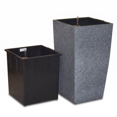 30In Tall Tuscany Square Planter With Planting Insert, Water Level And Wheels