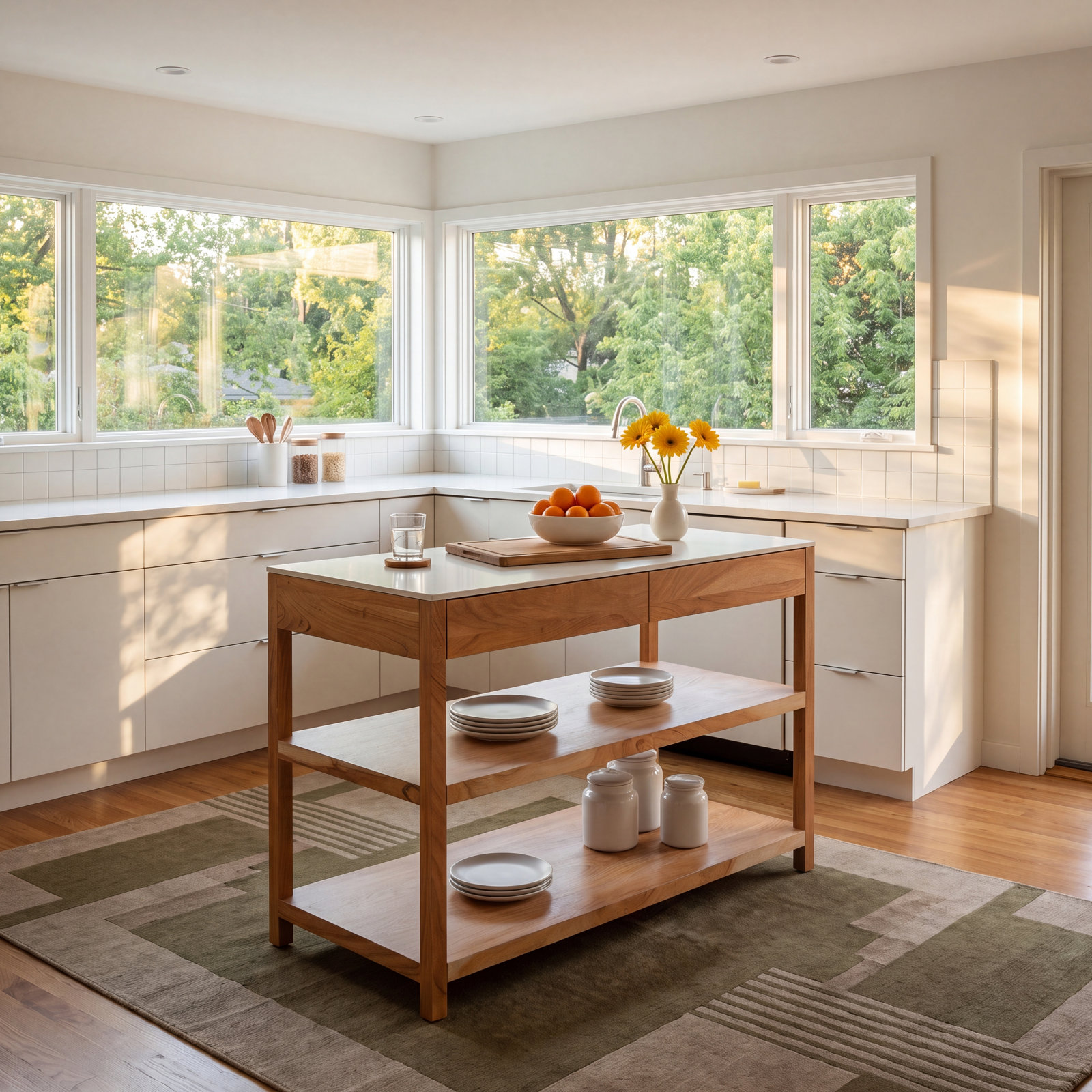 Alida Marble Top Prep Table, Smoked Acacia