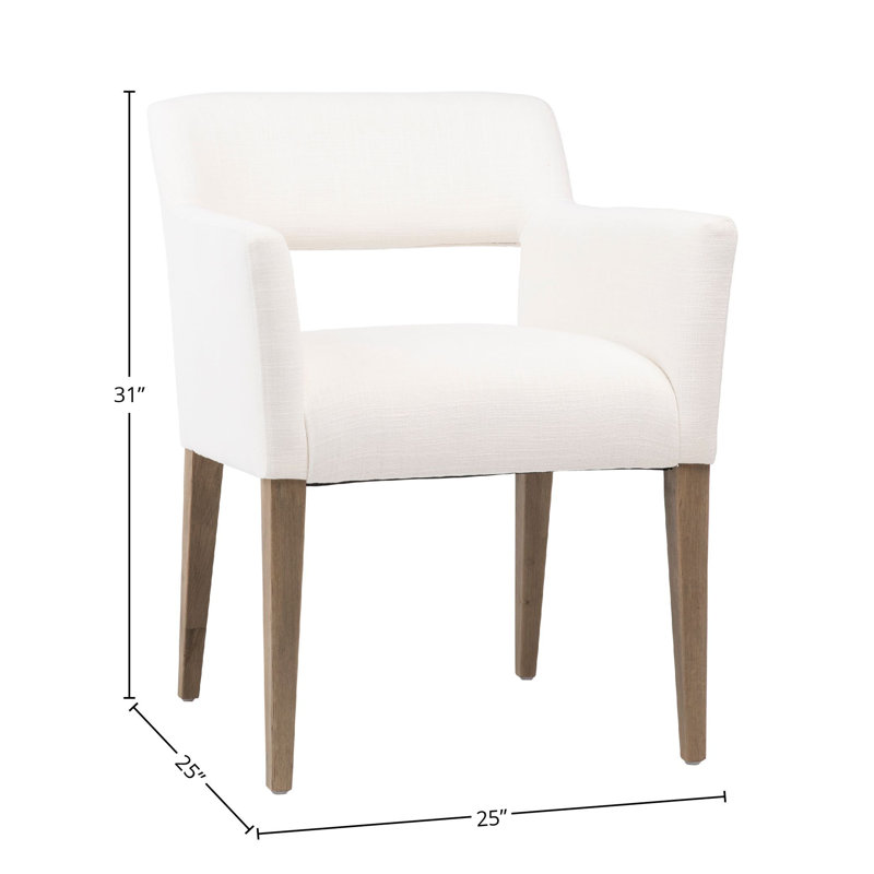 Booker White Cotton Upholstered Performance Fabric Dining Arm Chair