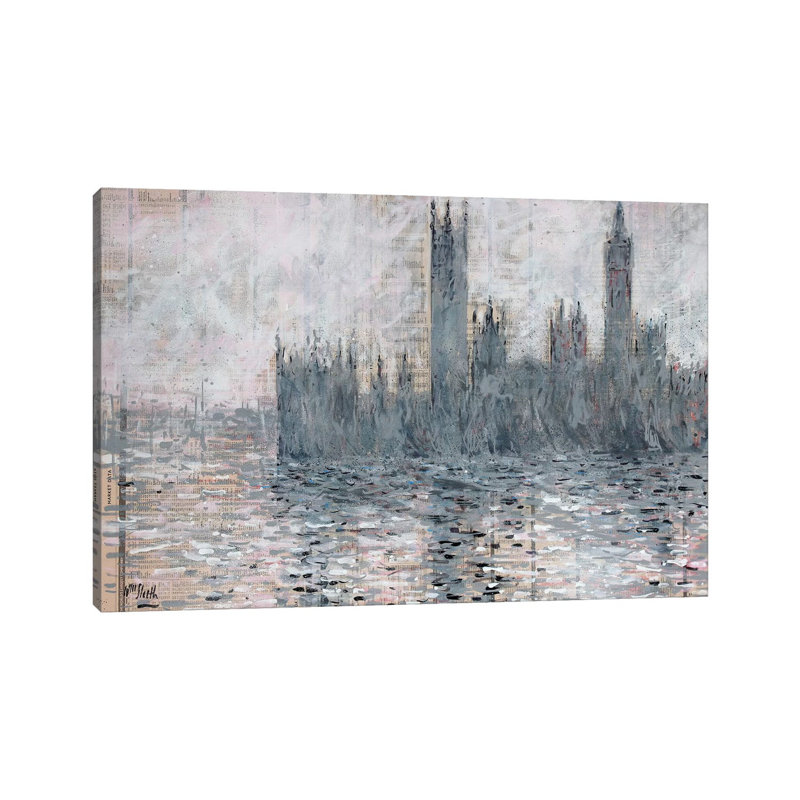 Westminster, Grey by Wayne Sleeth - Wrapped Canvas Painting, 45.72cm H x 66.04cm W x 1.91cm D