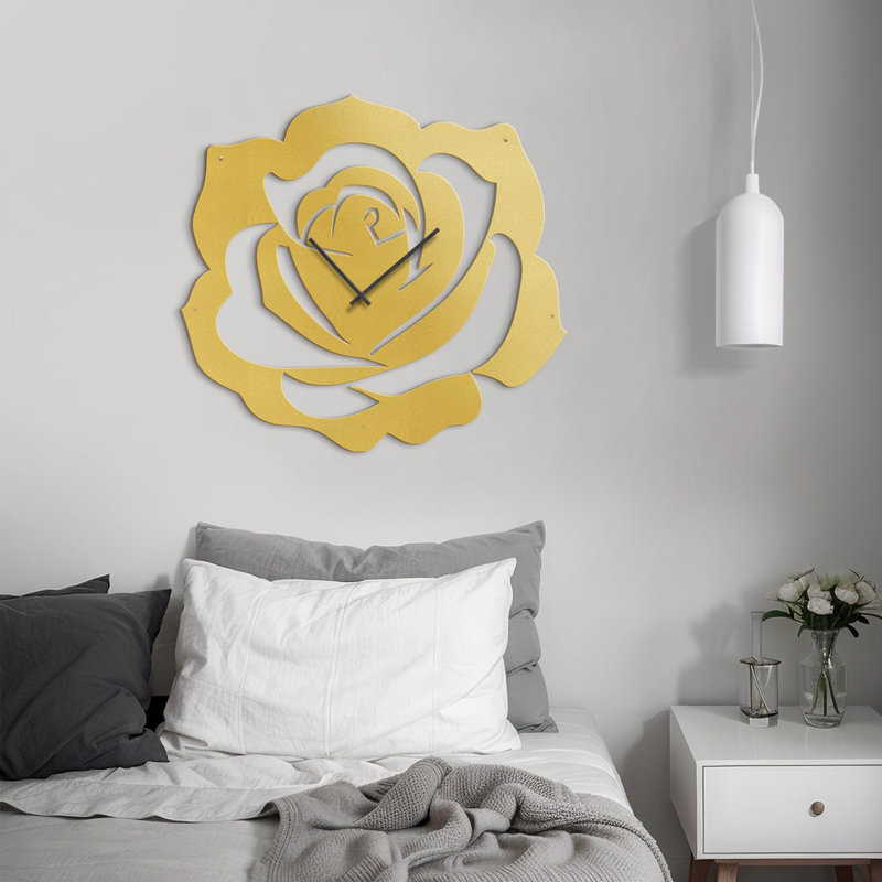 Metal Wall Clock, Gold, 30" W x 30" H