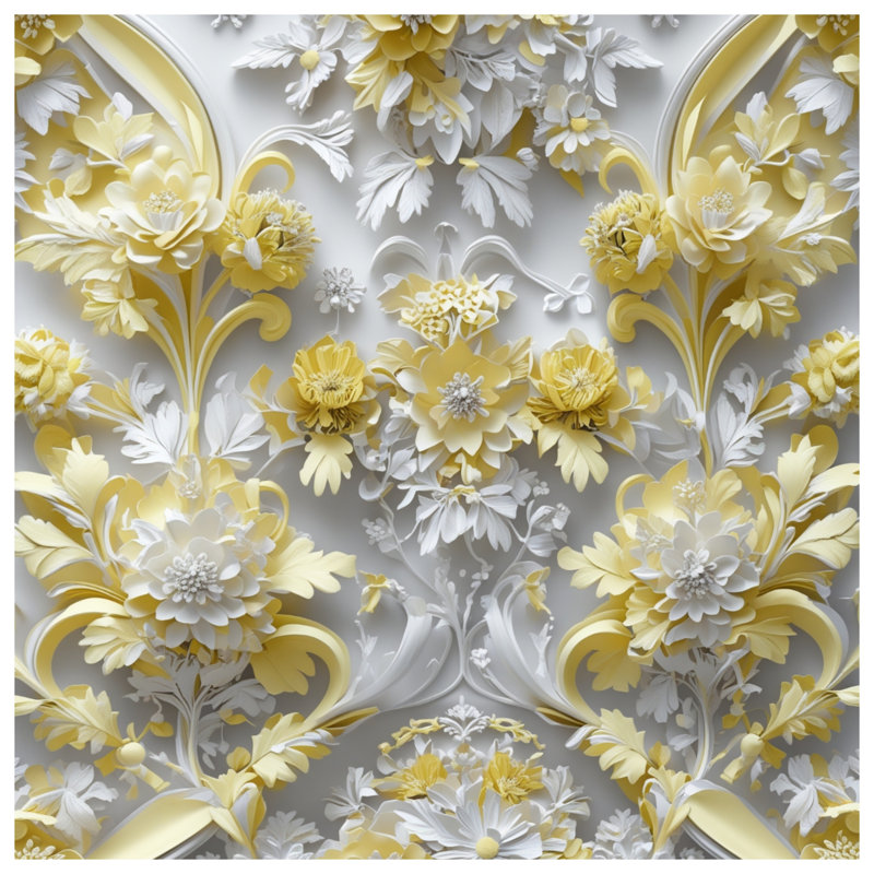 Couvertures florales jaunes complexes, 50in W x 60in H