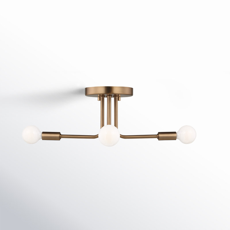 Plafonnier semi-encastré 4 lumières 17,75 po Nealey, Laiton satiné