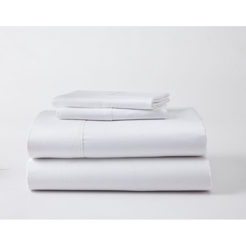 White Twin XL Cotton Percale Deep Pocket Sheet Set