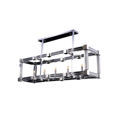 5-Light Chrome Cage Chandelier With Crystal Accents