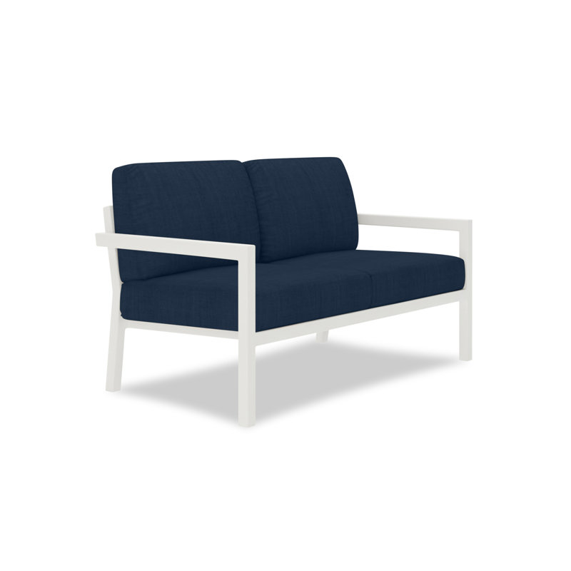 Vivant 56.25" Wide Outdoor Loveseat with Sunbrella® Cushions, Canvas Charcoal Sunbrella® Canvas, Black
