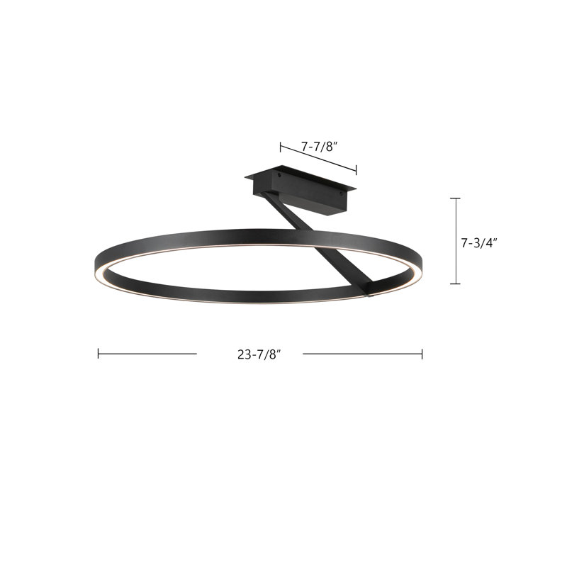 Roda 1 - Light LED Semi Flush Mount, 7.88" H x 23.88" W x 23.63" D, Black