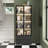 78.7'' H x 31.5'' W Bookcase With Glass Doors LED Lights Drawers-1883766650