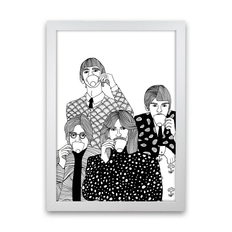 Beatles Tea by Carissa Tanton - Print, 34cm H x 25cm W x 3cm D, White Framed