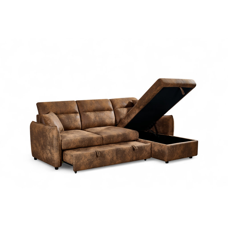 4 Seater Sofa Bed, Right Hand Facing, Brown