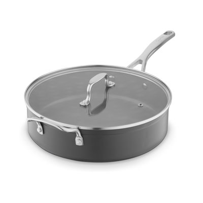 6FF9A4A035FC44B7AAE927393F2E88B0 Hard Anodised 28cm Multi-pan with Tempered Glass Lid, Helper Handle, 10x Stronger Superior Non-Stick Coating, Induction Compatible, Grey