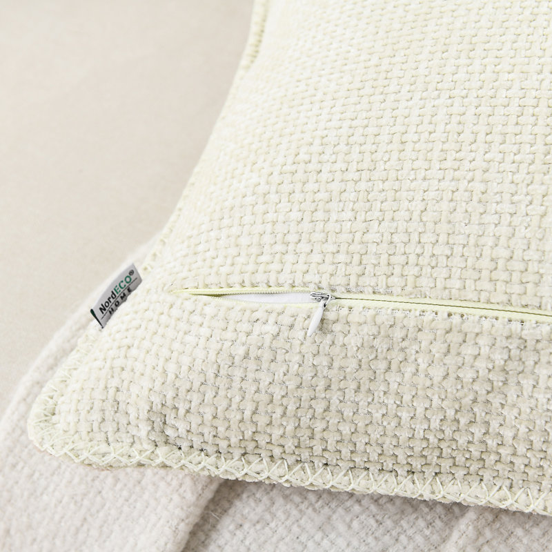 Housse de coussin décoratif en polyester Farmhouse Pillow Covers, Crème, Carré 18 po
