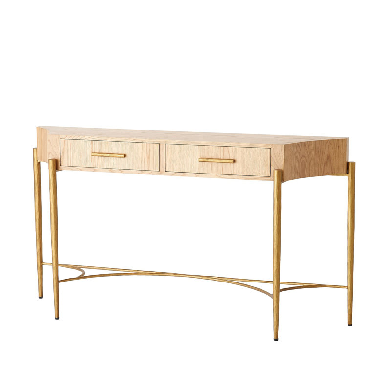 57.5'' W Solid Wood Console Table, Brown, Gold