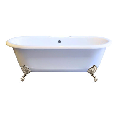 Baignoire de trempage sur pattes en acrylique à double extrémité de 66 pouces sans trous de robinet The Arcadia