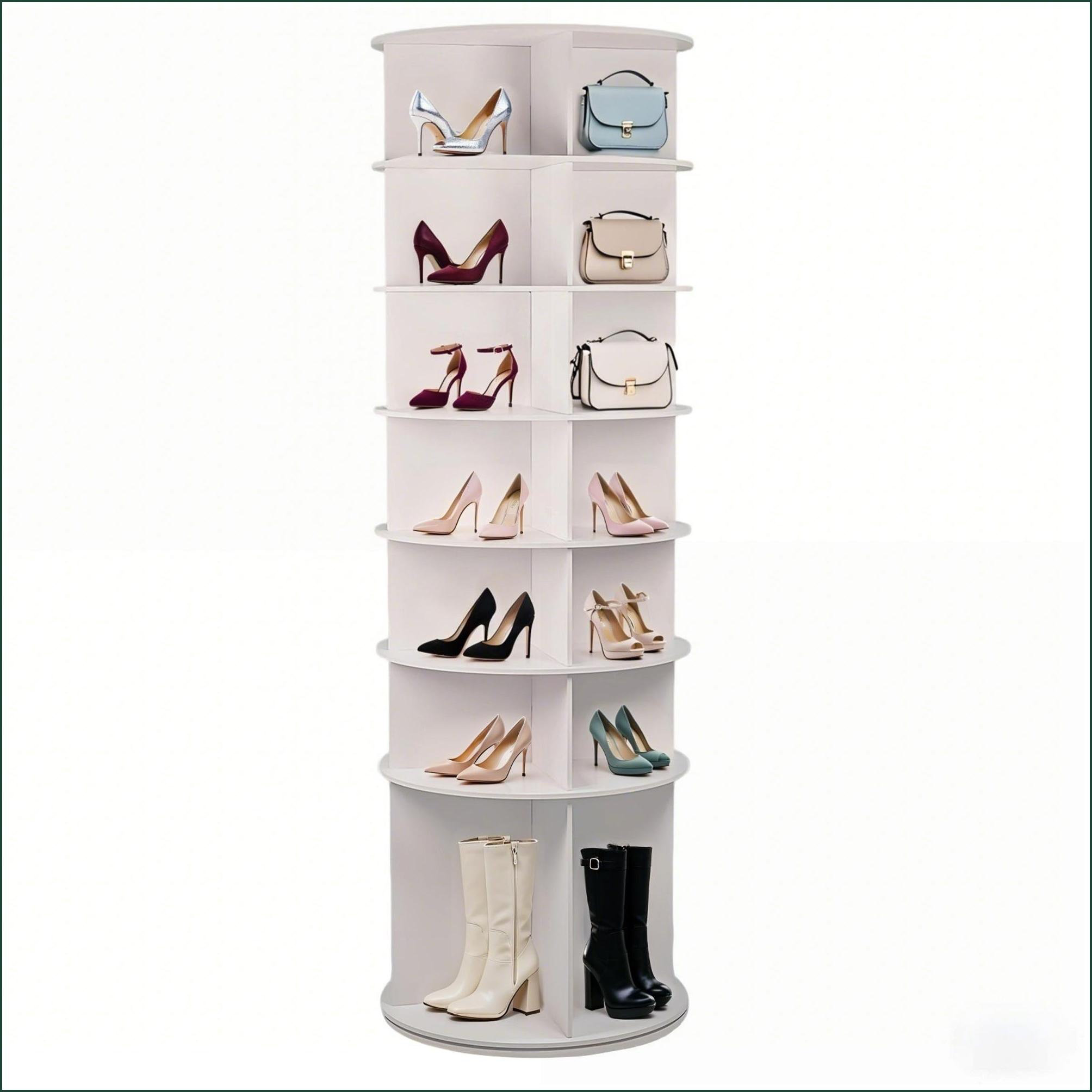 Latitude Run® Rotating Shoe Rack | 7-Tier 28-Pair | 360° Spin | Boot ...