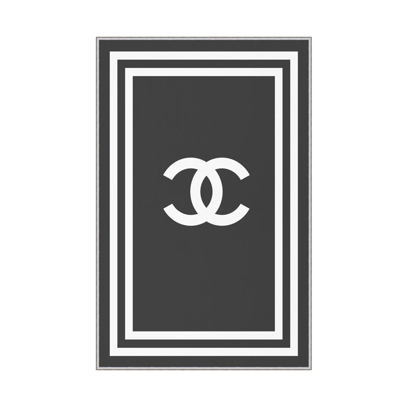 Tapis en polyester tissé à la machine Jefferies - noir / blanc, Tapis de couloir 3 pi 3 po x 9 pi 10 po