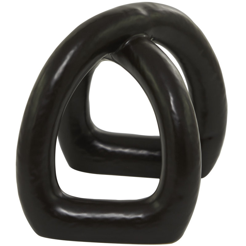 Porcelain Ceramic Arched Abstract Decorative Sculpture, Black