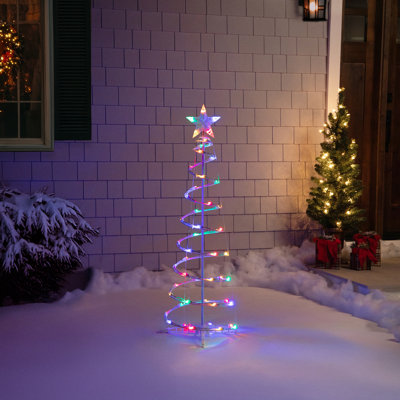 Décoration de Noël extérieure en forme de cône en spirale avec lumières DEL de 4 pi