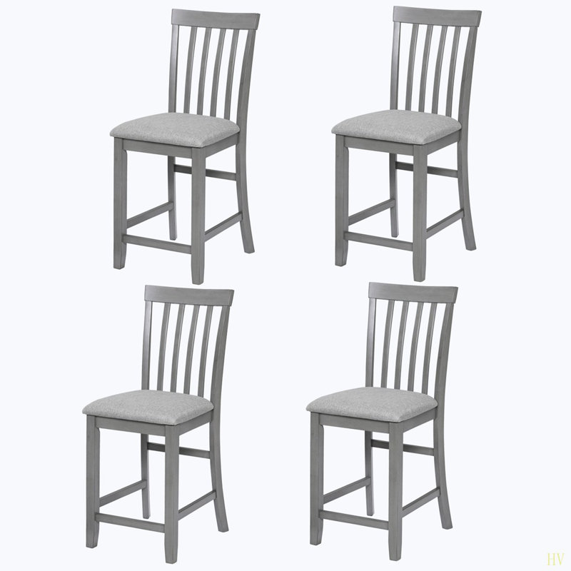 Ensemble de chaises à hauteur de comptoir pour 4 personnes, chaise de cuisine avec siège rembourré, tabouret de bar à hauteur de comptoir pour salle à manger