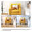 Jaqueze Upholstered Yellow Linen Blend Tufted Wide Back Armchair with Solid Wood Leg-1410205029