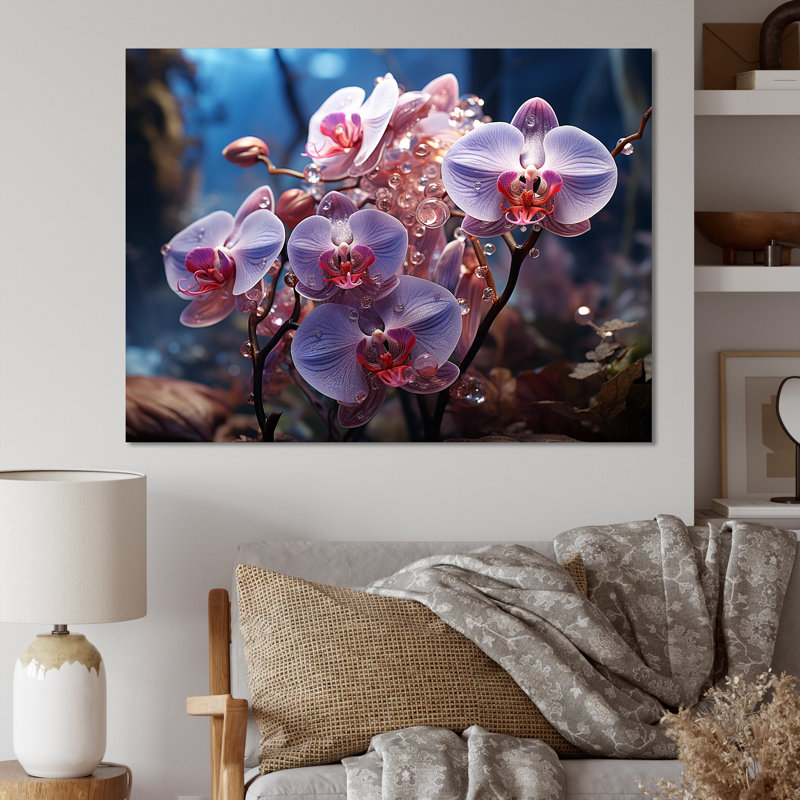 «Purple Orchids In Amethyst Hues Grow In Serenity», reproduction sur toile, Toile tendue, H 12 po x l 20 po x P 1 po