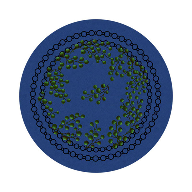 Christmas Berries Vegan Leather Round Coasters, Green Blue
