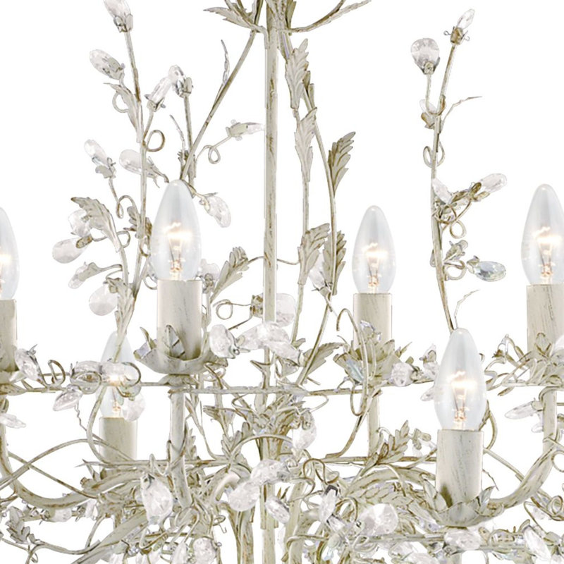 Jaquan 8 - Light Candle Style Chandelier, Cream and Gold