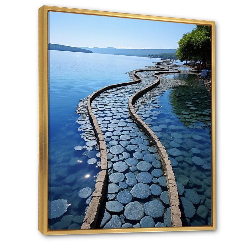 «Tropical Waterway By The Beach», reproduction d'art sur toile, H 32 po x l 16 po x P 1 po, Cadre flottant doré